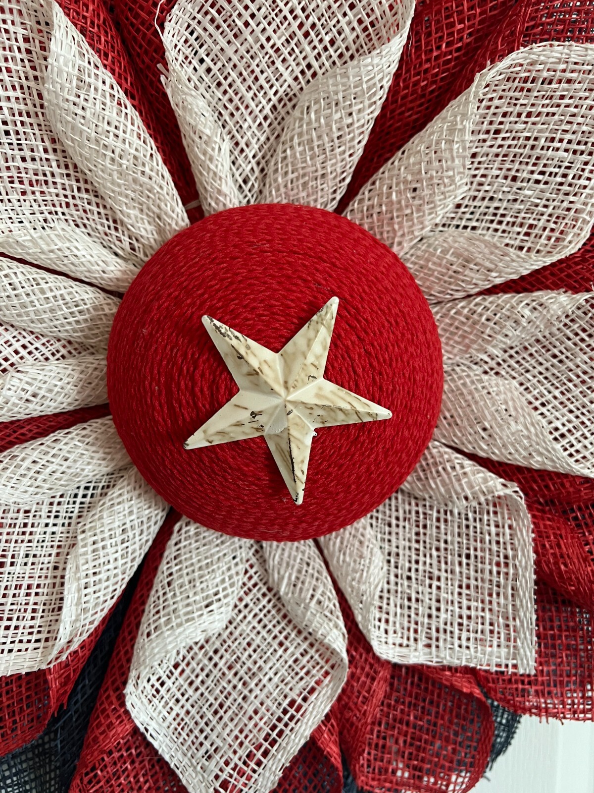 New Handmade Red, White and Blue Front Door Wreath Handmade in USA