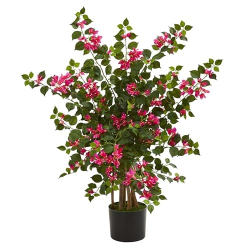 42in Artificial Bougainvillea Tree with Pink Blooms and Green Foliage – Faux