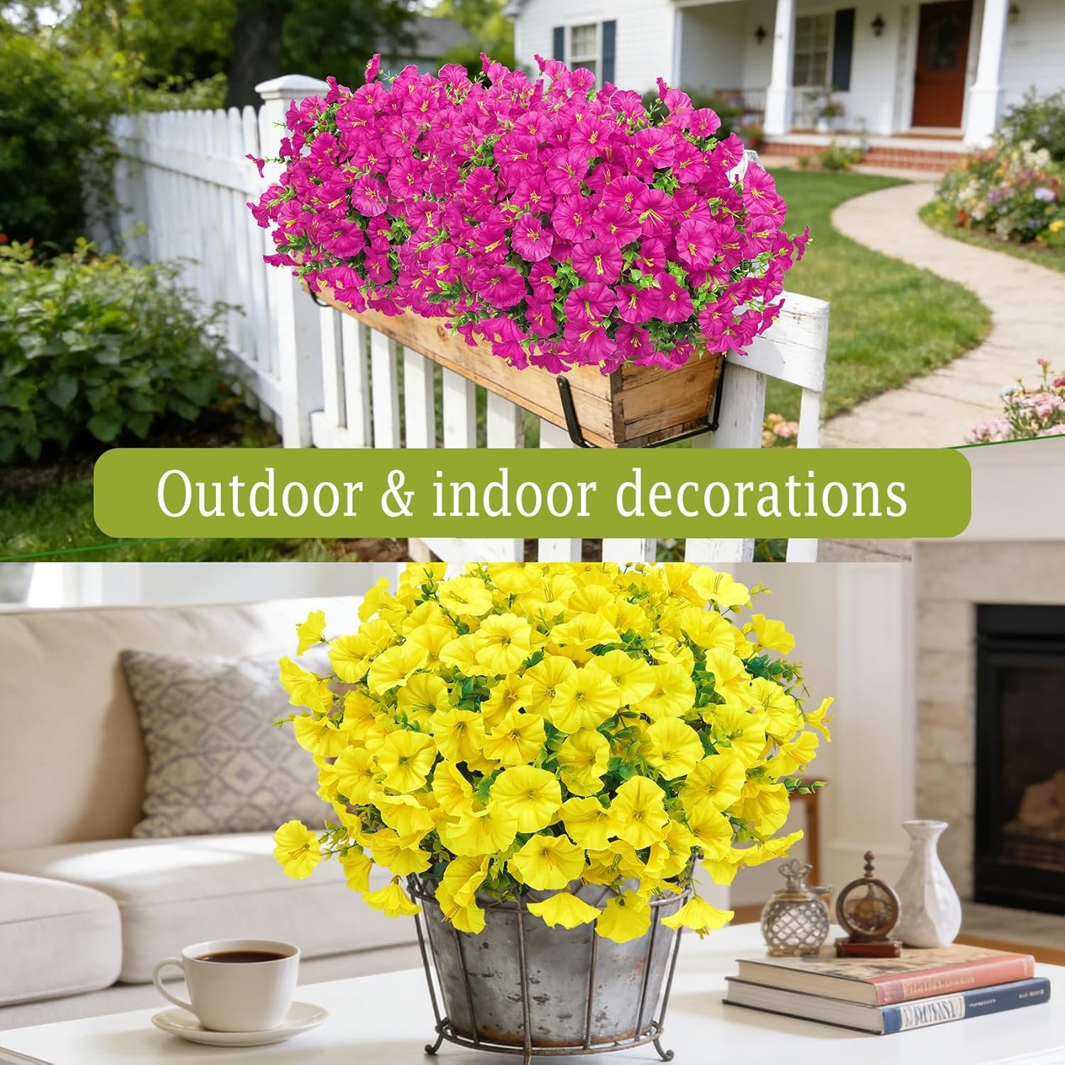 Roberly 12 Bundles Artificial Flowers for Outdoors Fake Silk Morning Glory