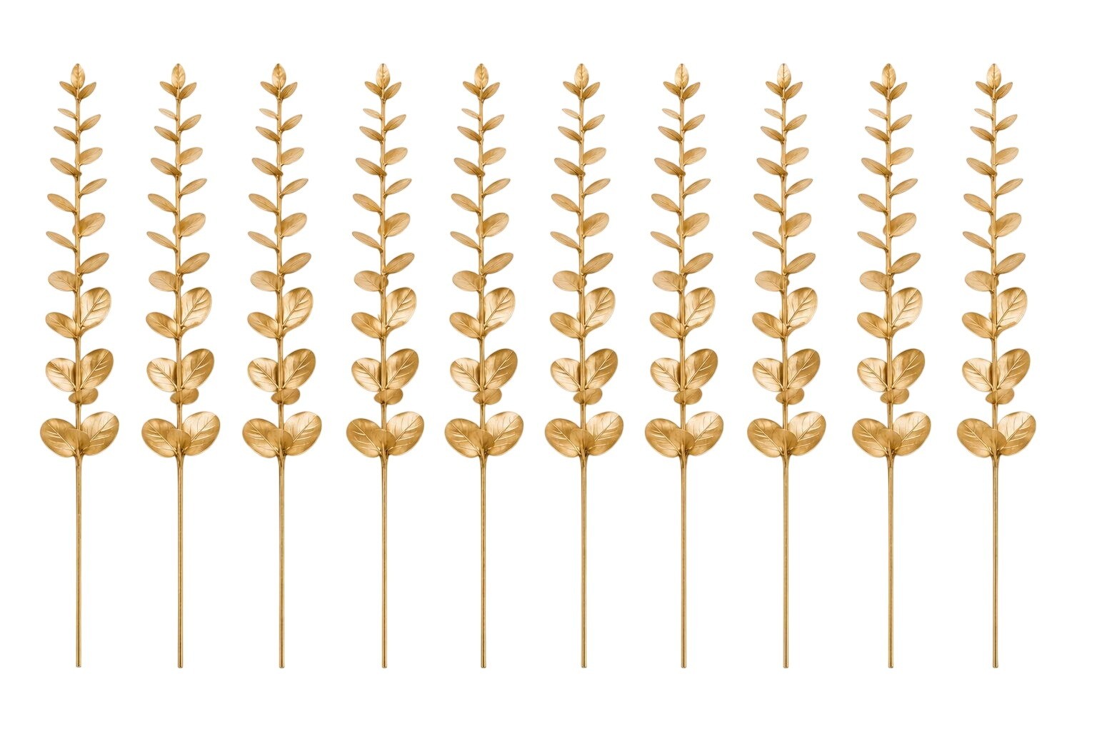 Gold Metallic Eucalyptus Stems Set of 10 Faux Eucalyptus Picks Gold Floral Stems