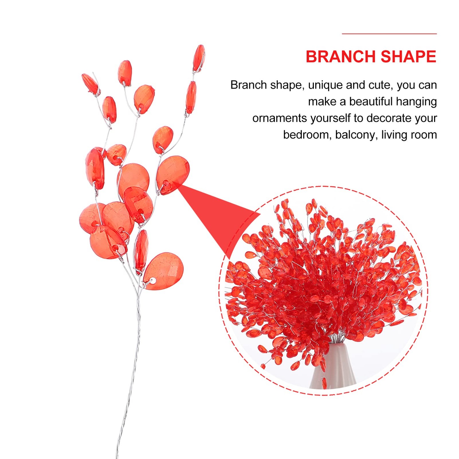 50PCS Acrylic Bead Drop Stems Crystal Floral Picks Artificial Bouquets Clear …