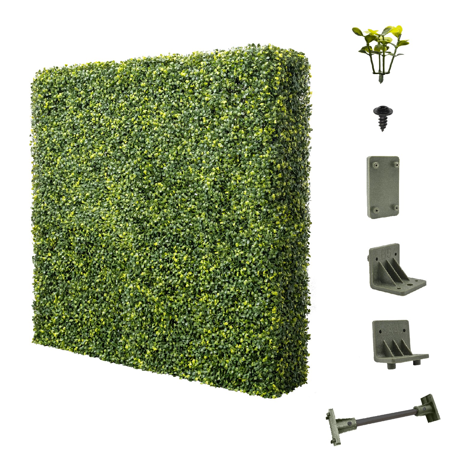 E&K Artificial Boxwood Hedge Green Privacy Fence Panel for Outdoor Home Garden