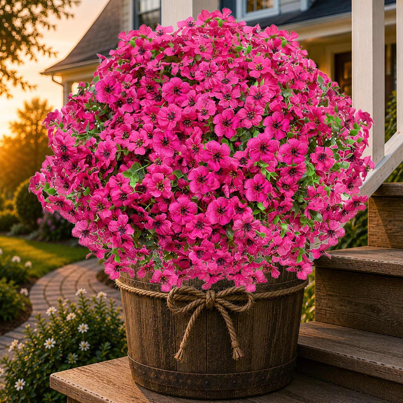 Artificial Flowers for Outdoors, 16 Bundles Fake Plants Red