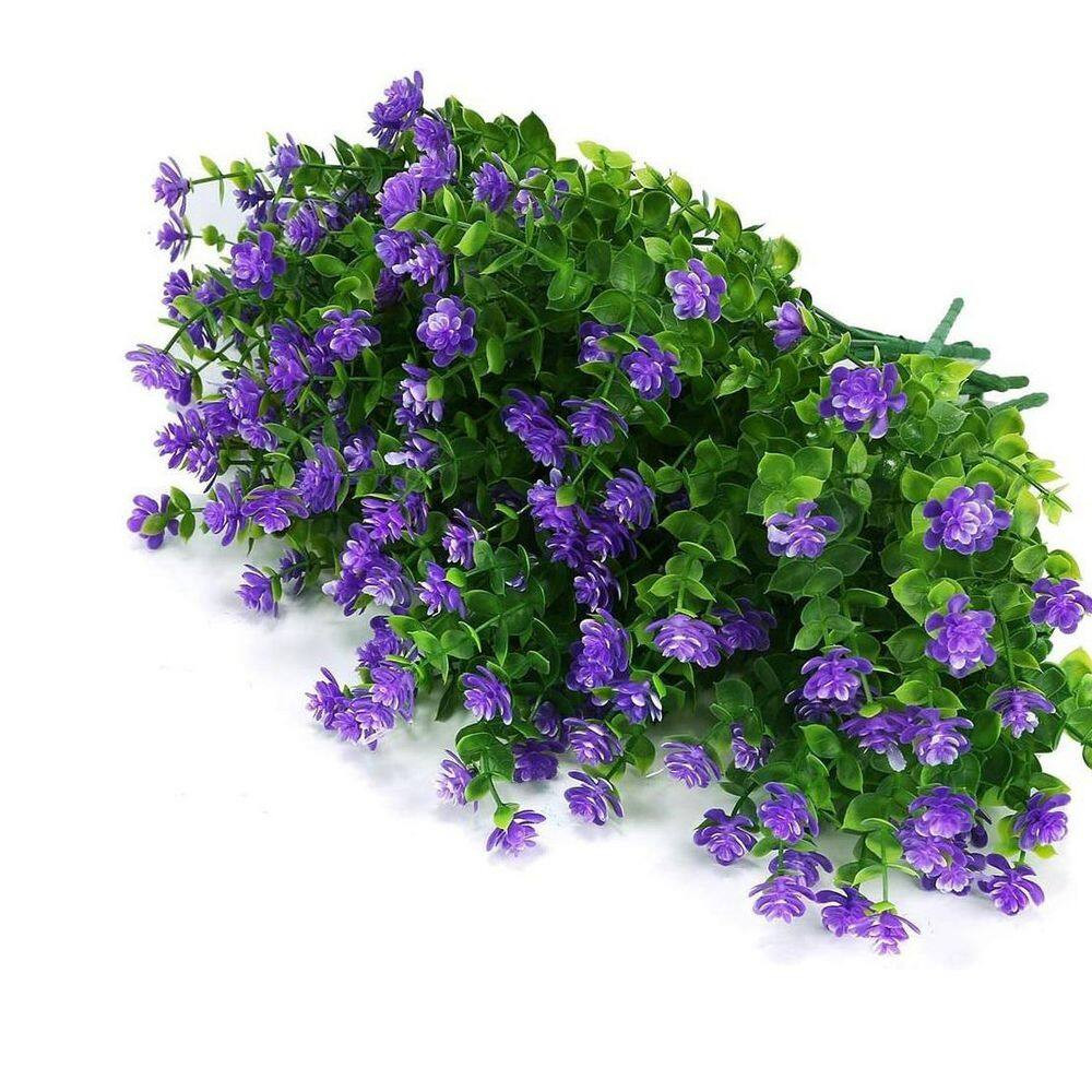 14.5 In. Purple Outdoor Artificial Eucalyptus Flower, 12-Bundles Uv-Resistant Ar