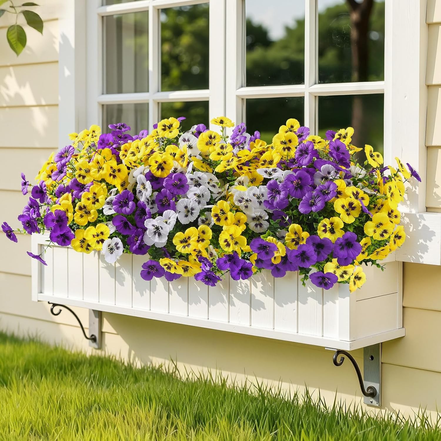 Artificial Spring Flowers for Outdoors Garden Decorations, Fake Flower Bundles