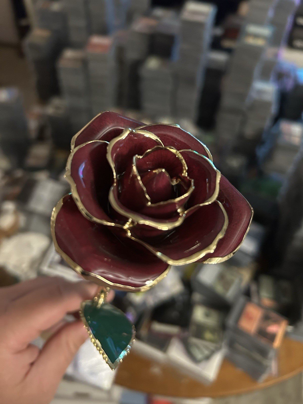 Thick Unique Real Gold Rose Hand Painted Authentic Local Kentucky Artist.
