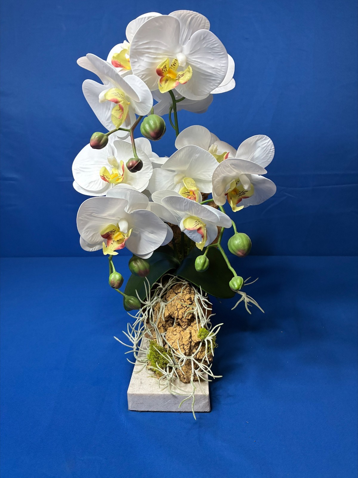 Orchid Marble Base Natural Bark Handmade USA
