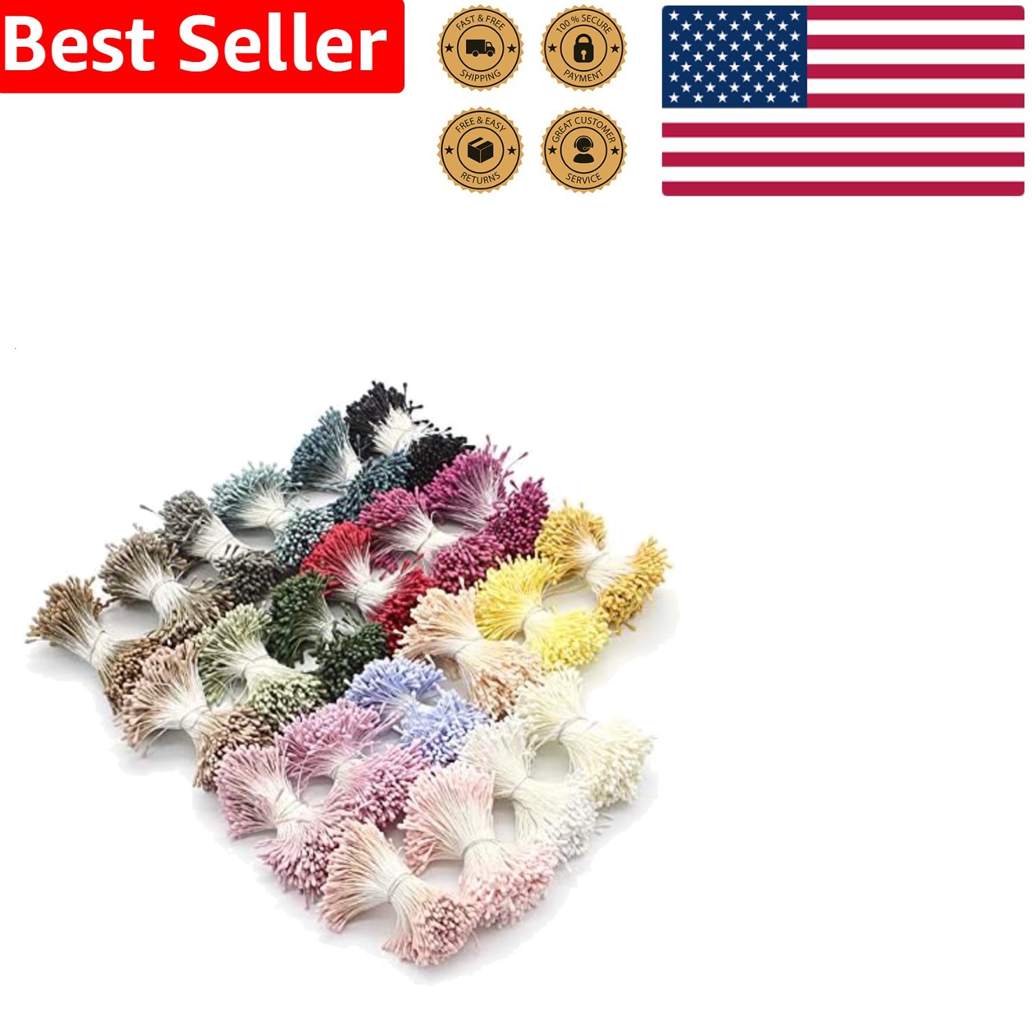 Flower Pistils 1000 Pc Double Tip Matte DIY Cake Wedding Party Supplies