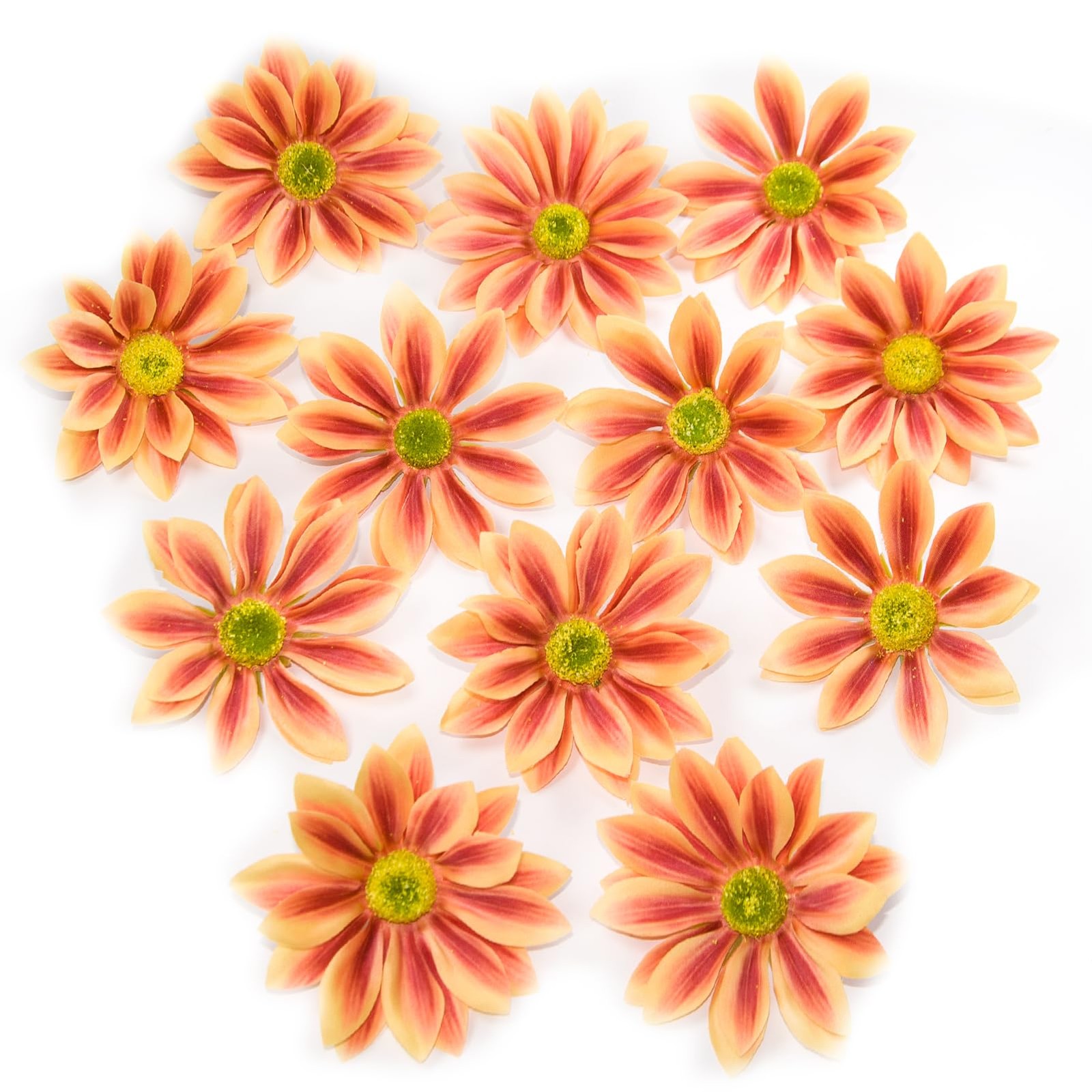 Orange Fabric Daisy Flower Heads Artificial Crafts Bulk 12 PCS 3.5 Inch