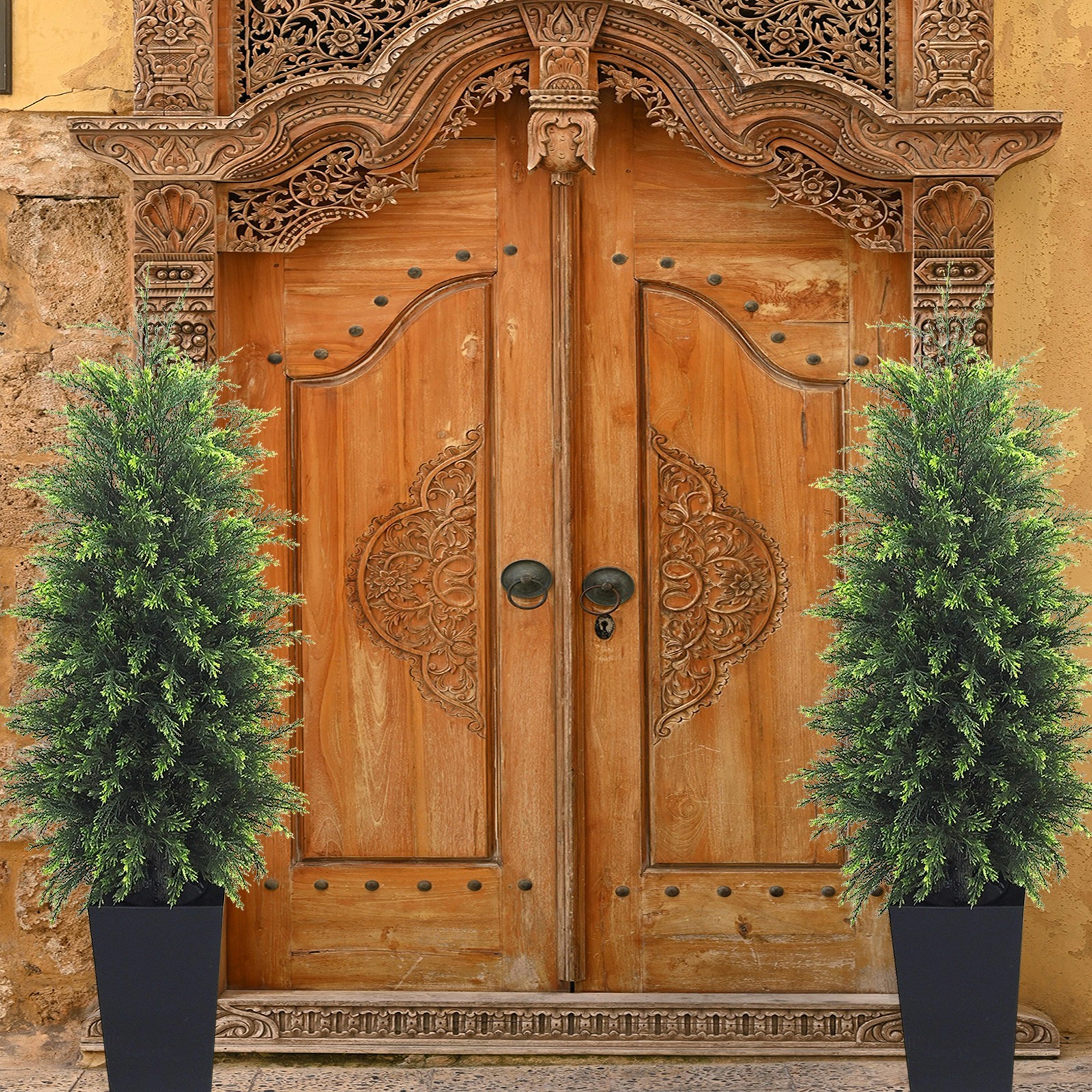 4FT Artificial Pine Cedar with Black Pot
