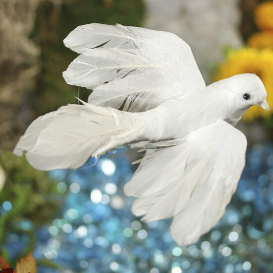 Bulk Package of 12 White Artificial 6″ Wide Dove Birds