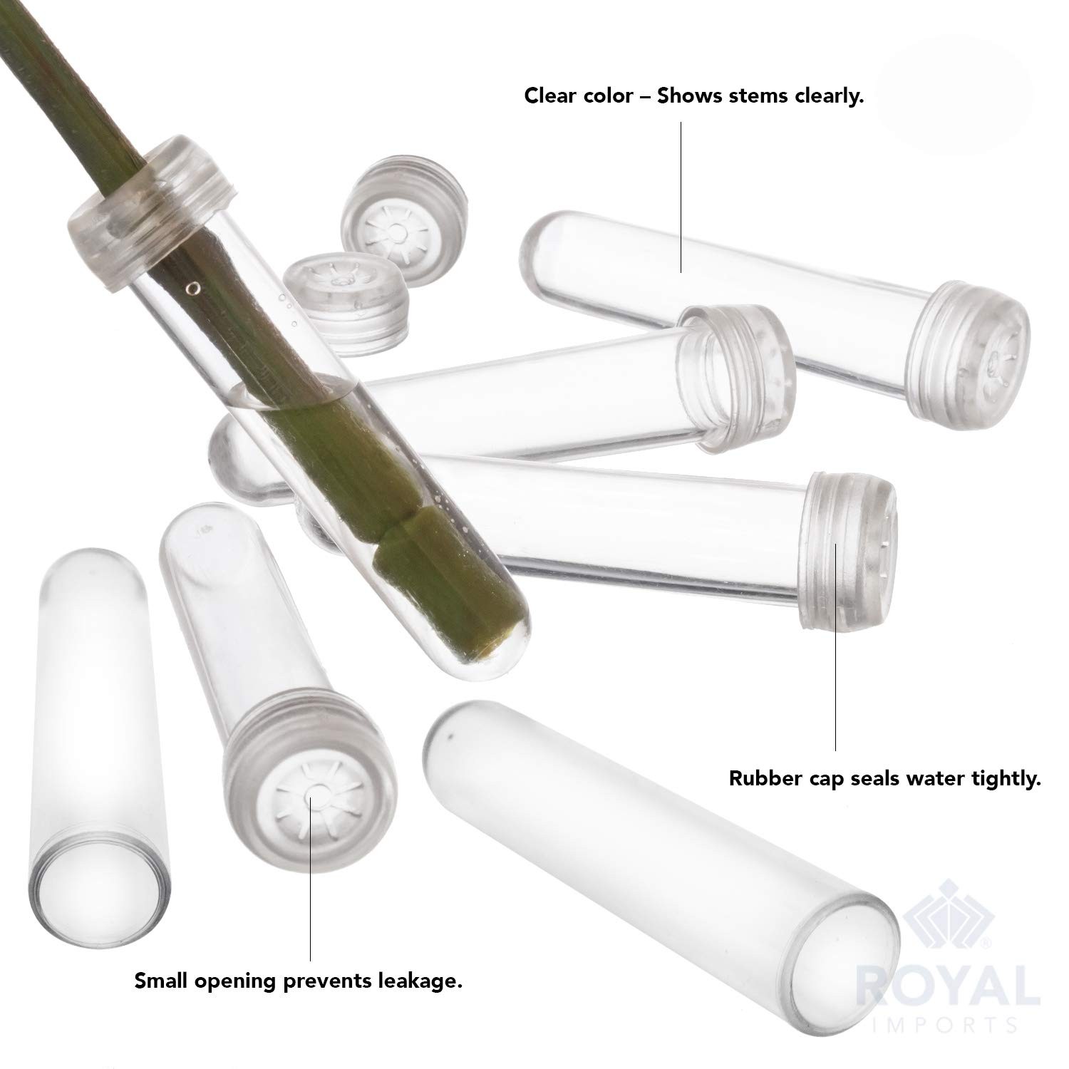 Royal Imports Floral Water Tubes with Caps – 3 Clear Plastic Flower Vials for…