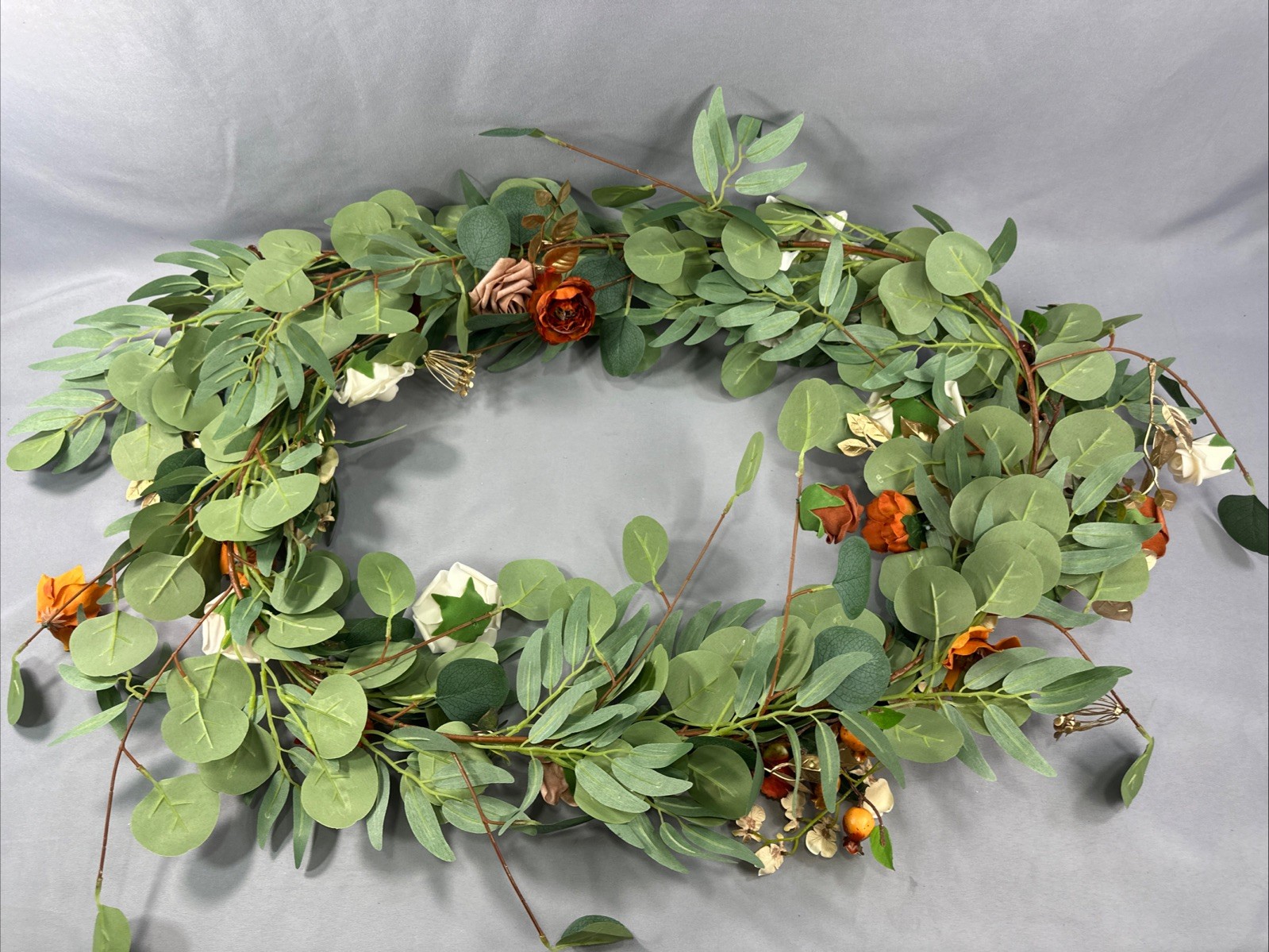 Ling’s Moment Elegant Wedding Eucalyptus Rose Flower Garland All Occasions 6FT