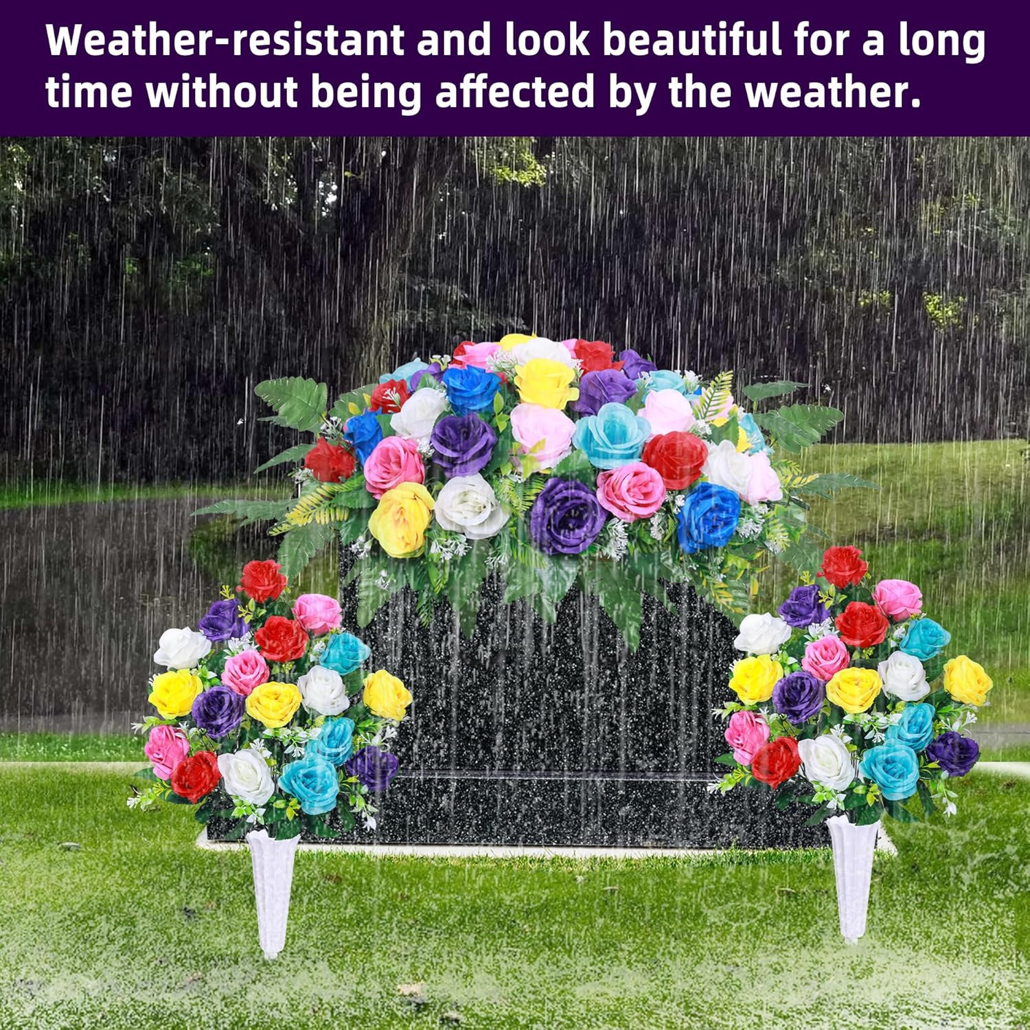 Artificial Cemetery Flower Saddles,Artificial Silk Flower Arrangement for Headst