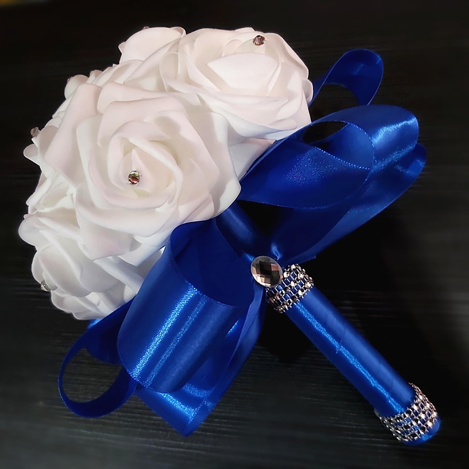 Wedding Bouquet – Bride & Bridesmaid Hand Roses, Silk Roses, Crystal Diamond …