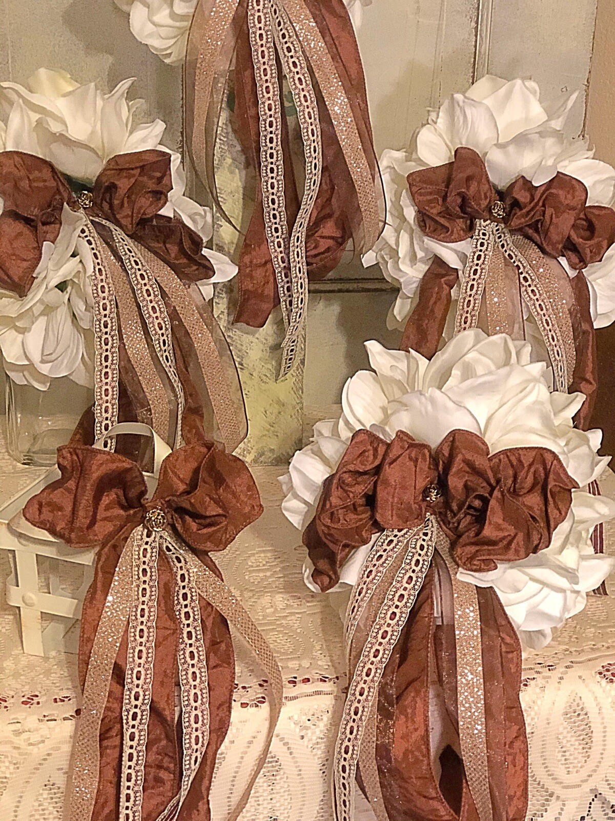 Vintage Magnolia Wedding Bouquet Set 5pc