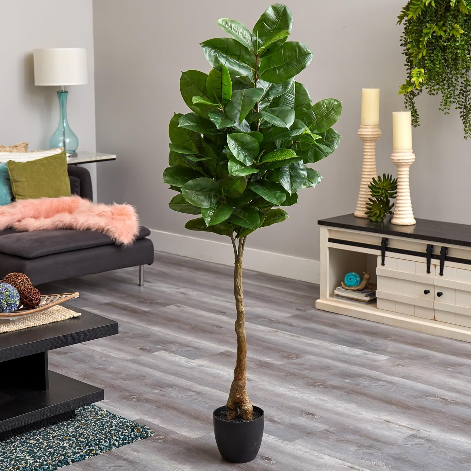 Lifelike 65″ Rubber Leaf Artificial Tree – Real Touch Indoor Decor
