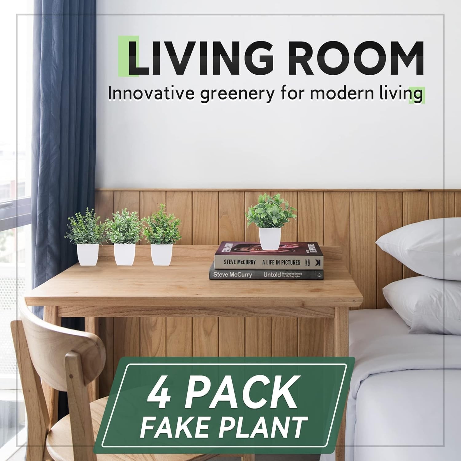 4 Pack Fake Plants Mini Artificial Greenery Potted Plants for Home Decor Indoor