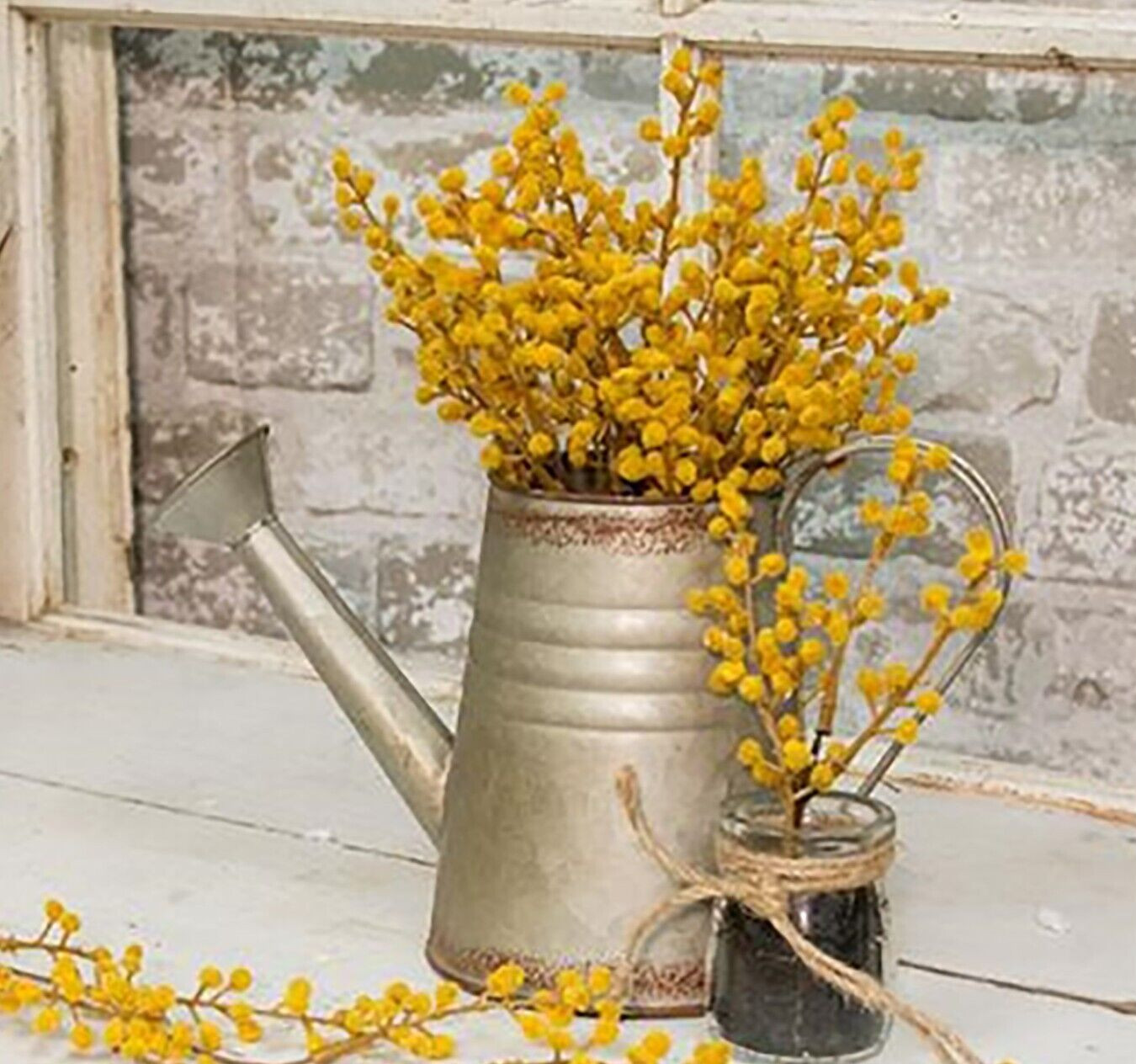 FALL Gold Gooseberry Cluster Bush~Artificial Greenery Faux Flower Plant