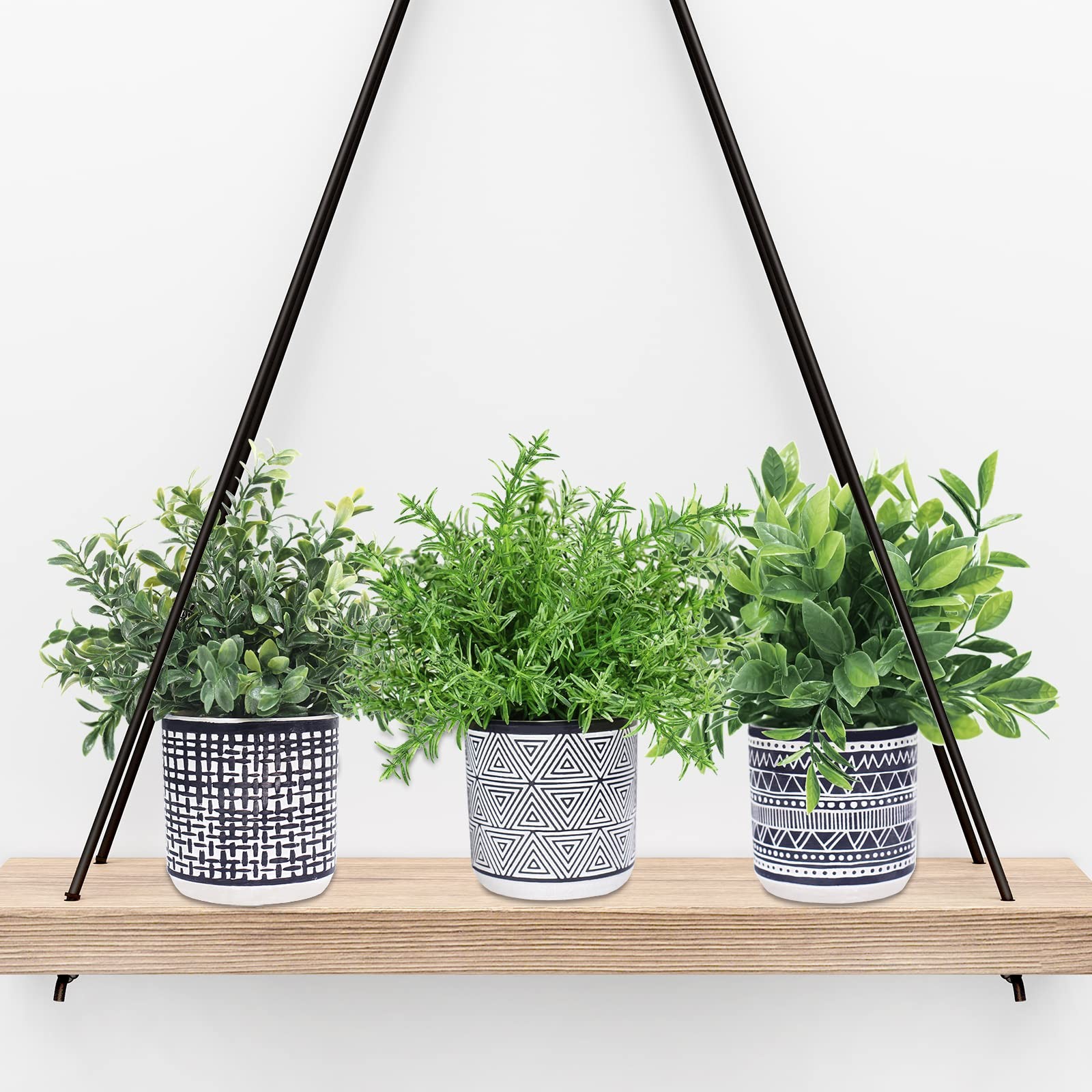 Winlyn Set of 3 Small Potted Plants Artificial Eucalyptus Rosemary Boxwood Pl…