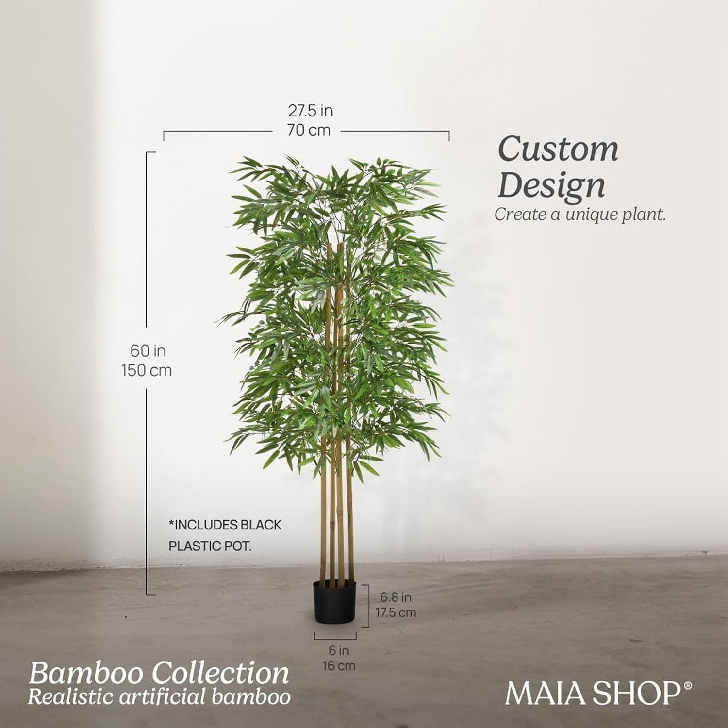 Artificial Bamboo Tree 5ft Fake Indoor Plant Realistic Faux Greenery Decor