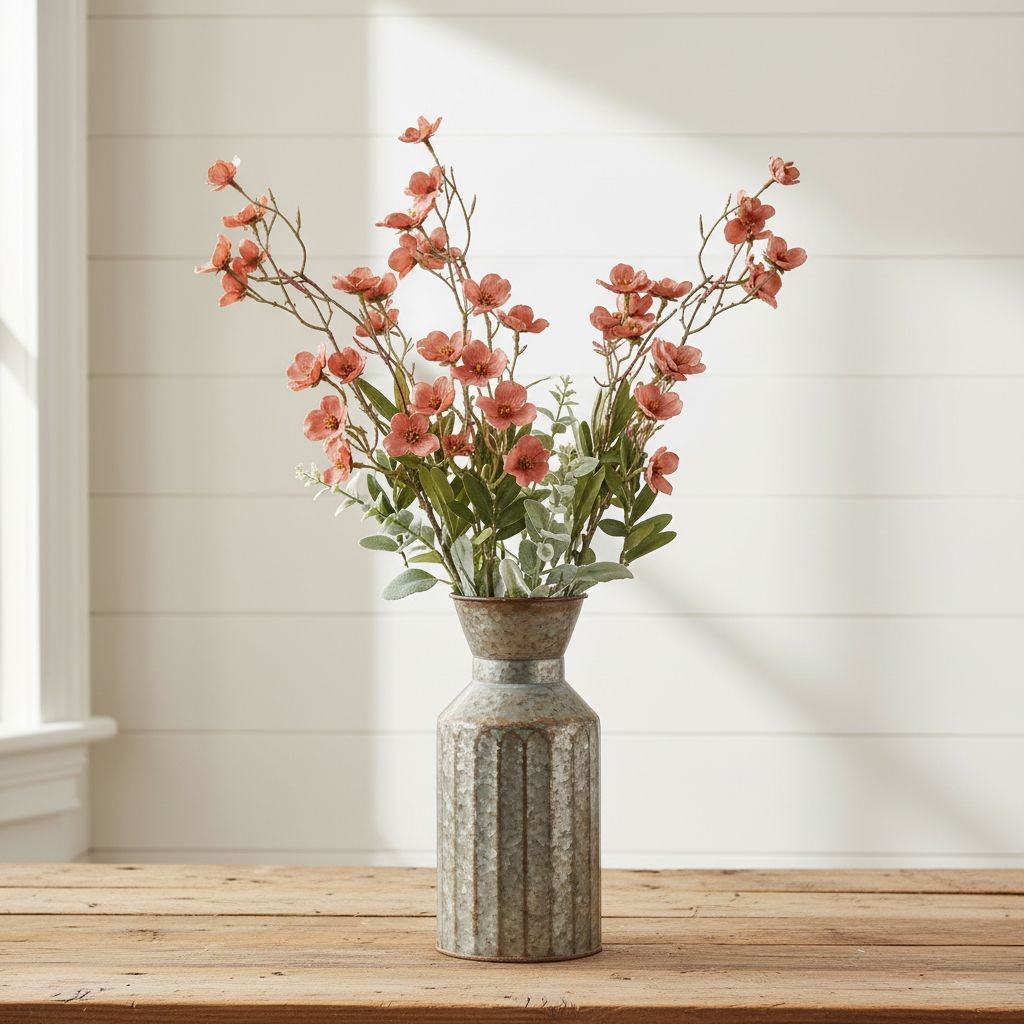 Artificial Dogwood Flower Stems Dusty Rose Mauve Terracotta Faux Floral 23 Inch