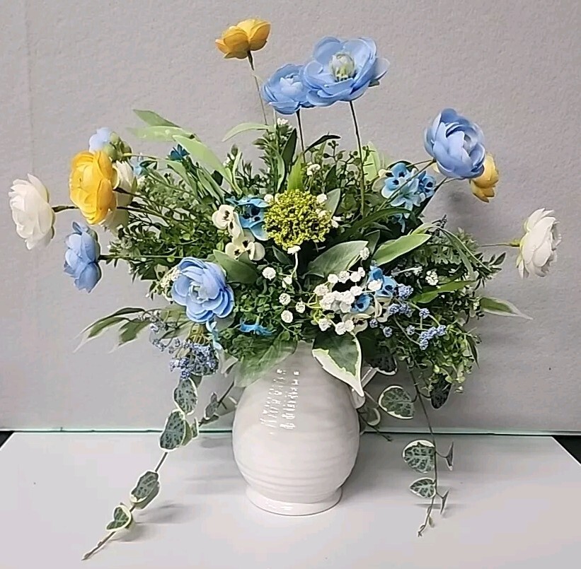 HANDMADE 18 X 17 Faux FLOWER ARRANGEMENT
