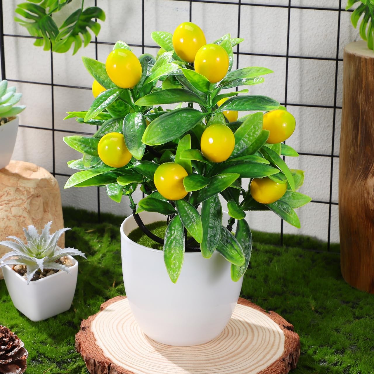 Artificial Lemon Tree Potted Plant Faux Lemon Tree Artificial Bonsai for Home…