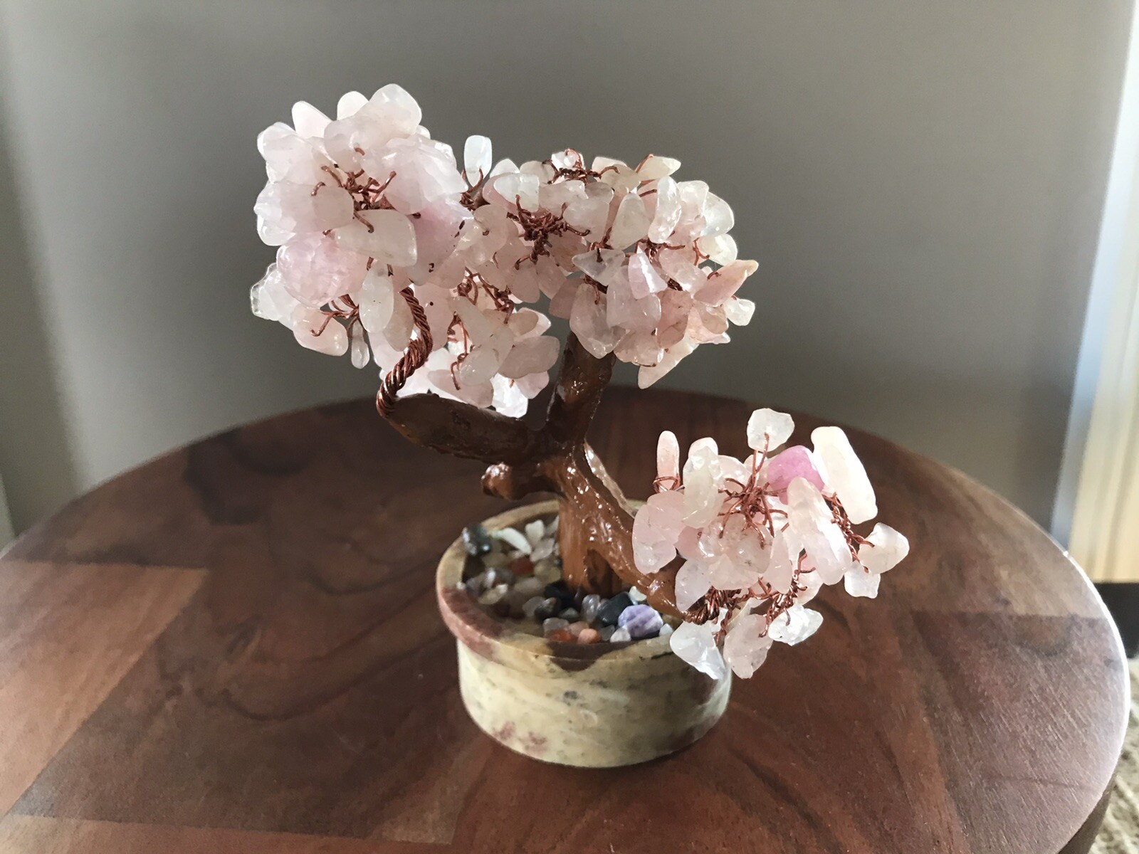 Rose Quartz Wired Bonsai Tree Made in India 4.75″ Asian Inspired Home Decor