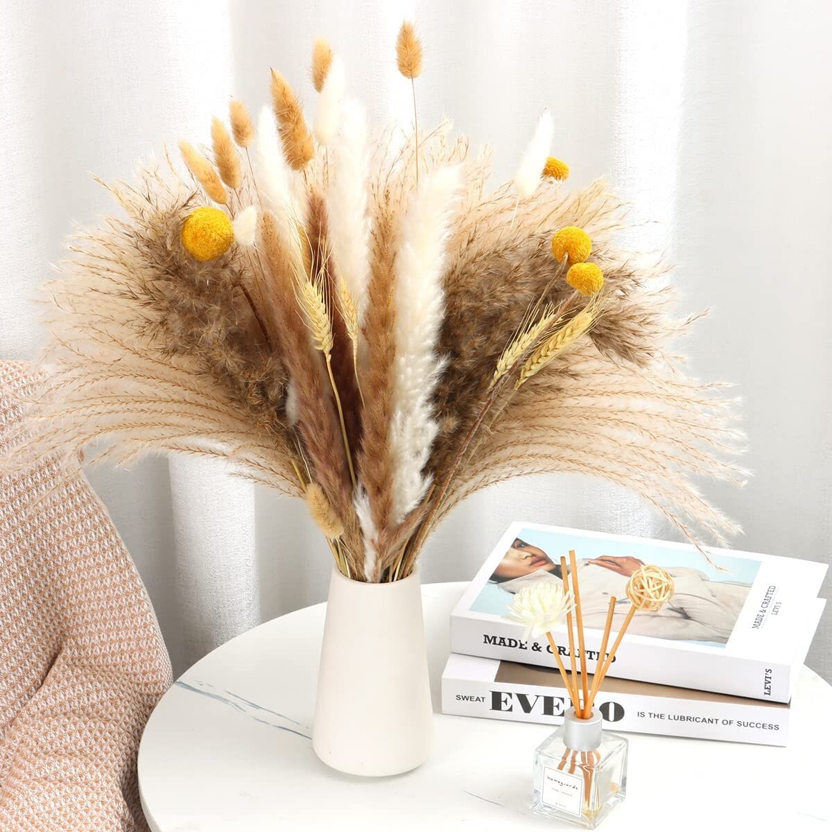 METSHOW 107 Pcs 17.5 inch Natural Dried Pampas Grass Décor