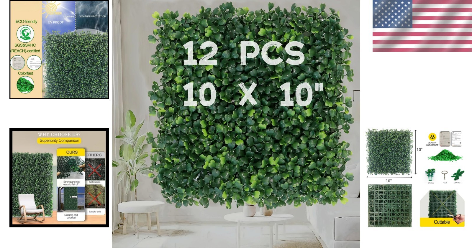 Zero Maintenance 10″x10″ Grass Wall Panels – Perfect for Indoor & Outdoor Use