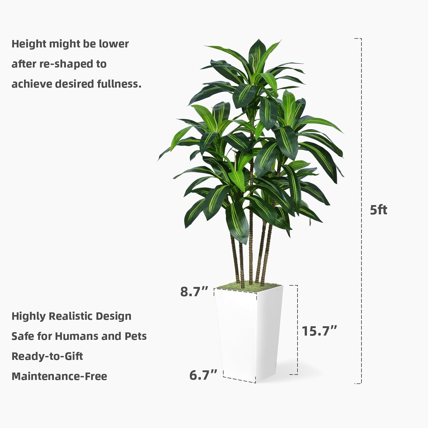 Lifelike 5FT Artificial Dracaena Tree – Perfect for Housewarming & Anniversaries