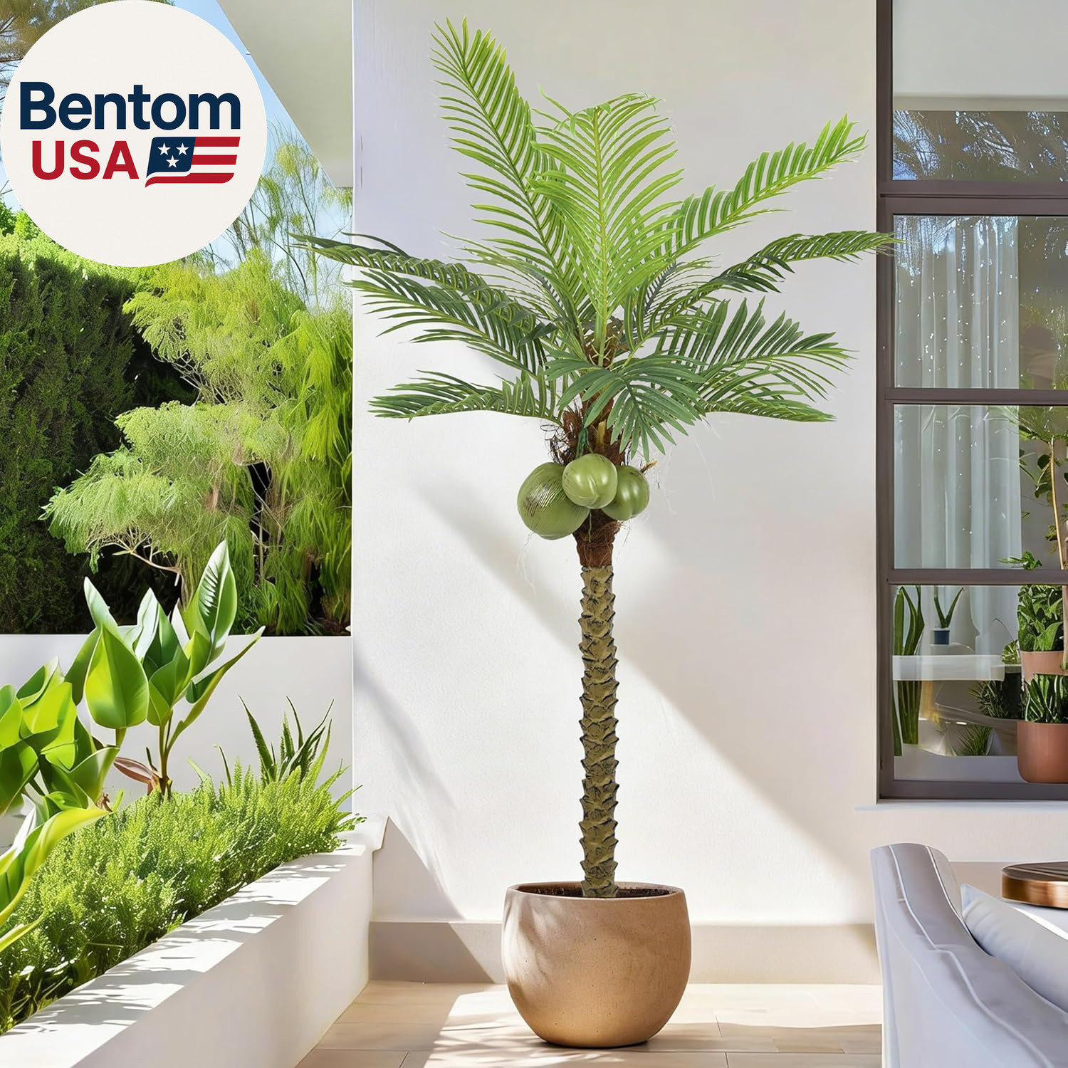 Artificial Phoenix Palm Tree 6.5FT Tall Large Faux Coconut Trees with Realistic