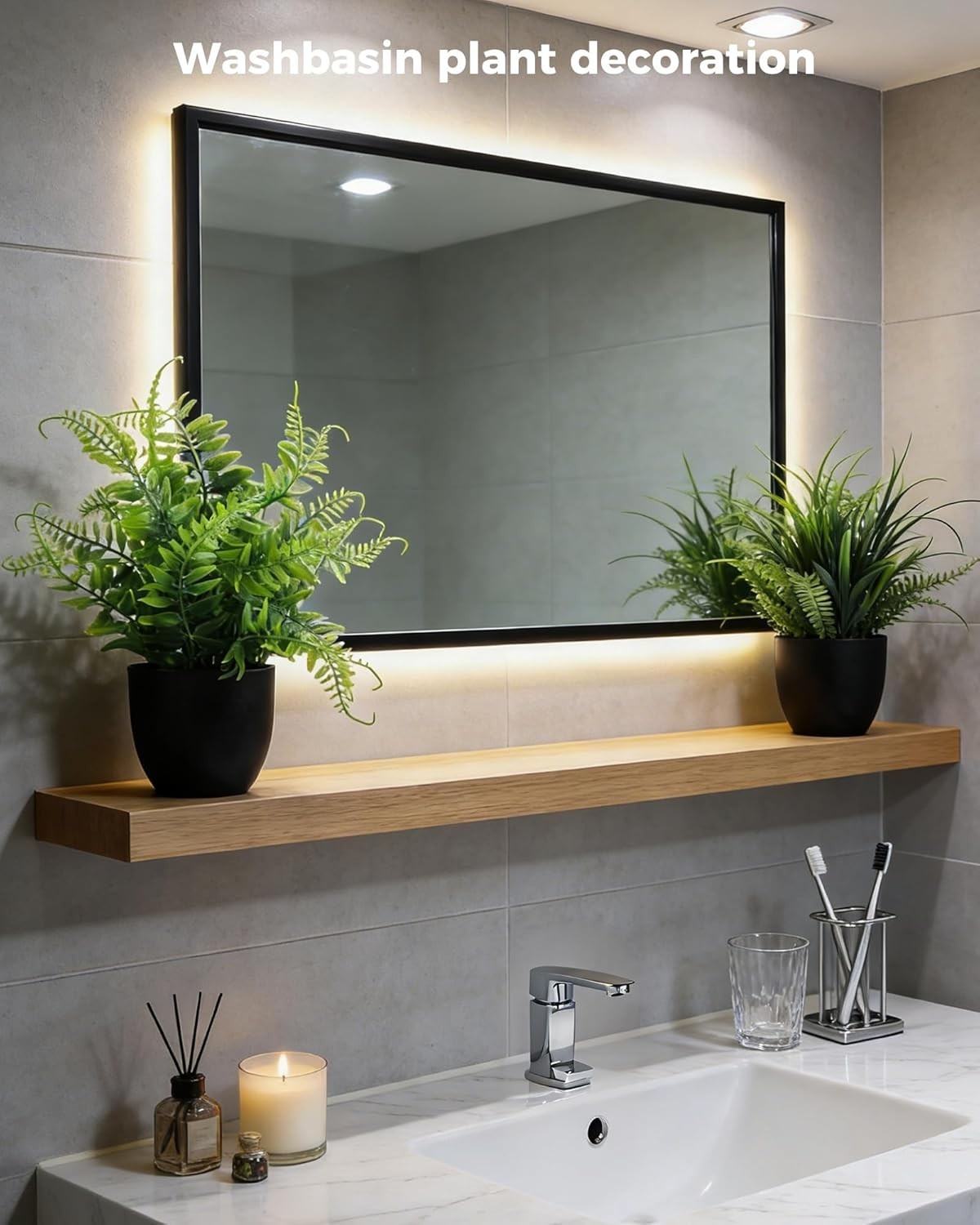 Fake Plants 6 Packs Artificial Plants Small Faux Plants Black/White Bathroom