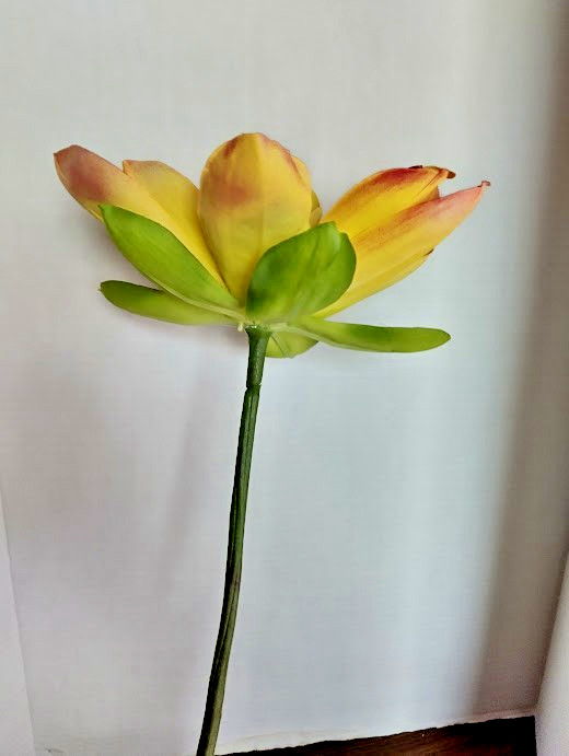 Artificial White Natural Feel large lotus blossom stem