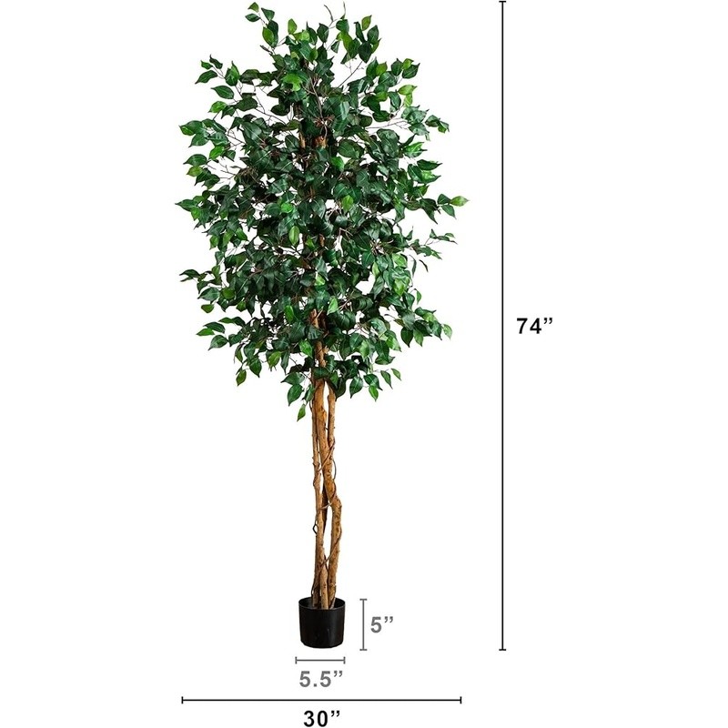 Lifelike Ficus Artificial Tree Maintenance Free Indoor Decor Versatile Accent US