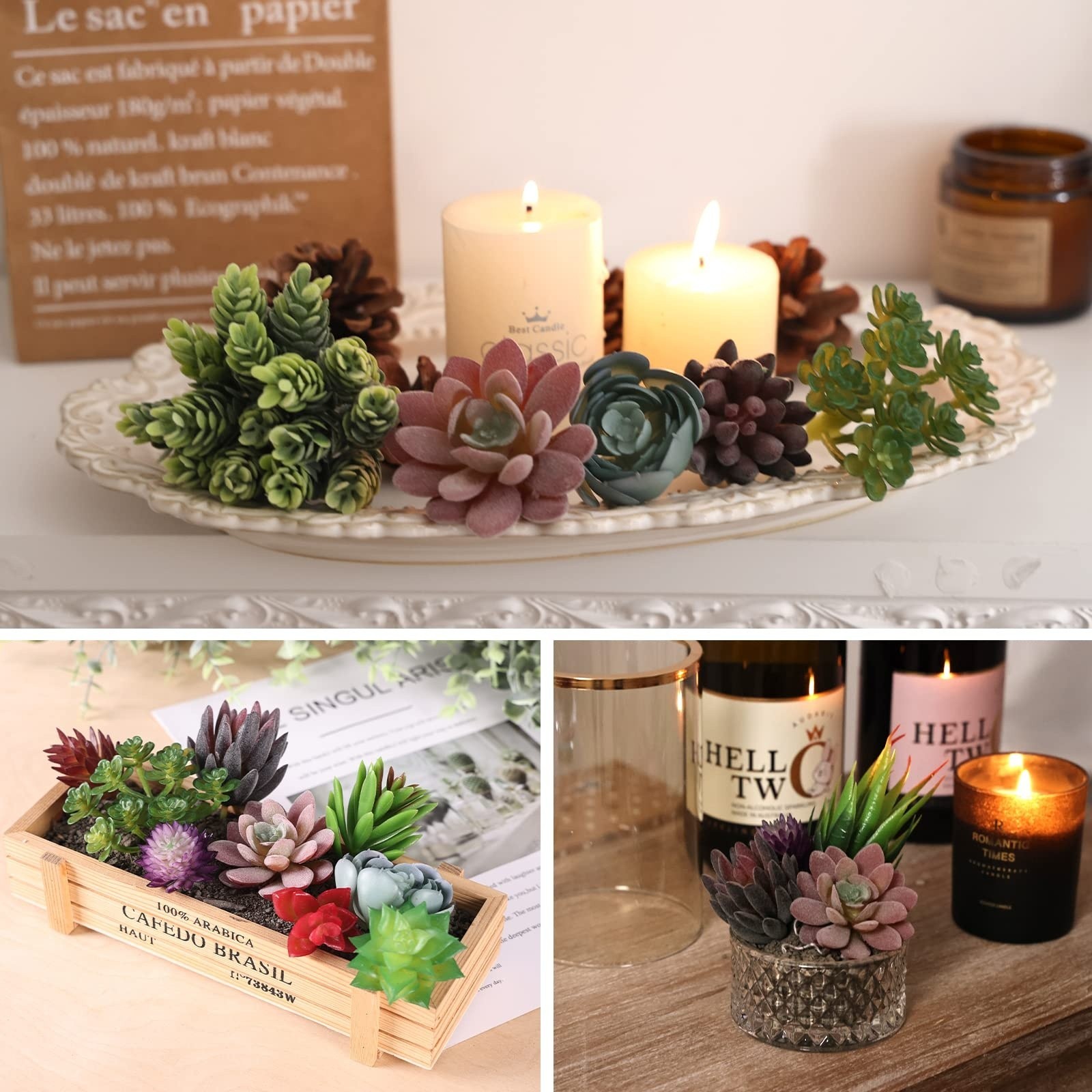 14PCS Artificial Succulent Plants Mini Faux Realistic Decor for Home Office DIY