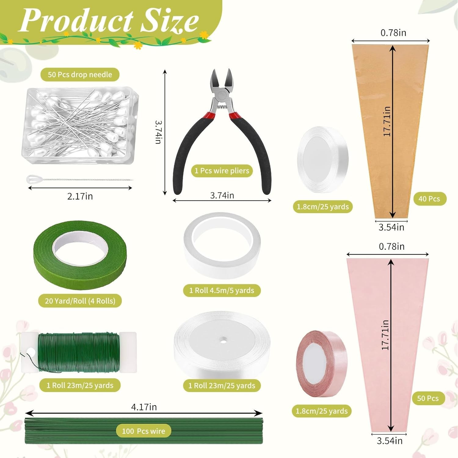 Wedding Ready: Complete Floral Arrangement Kit with Green Tape & Wrapping Bags