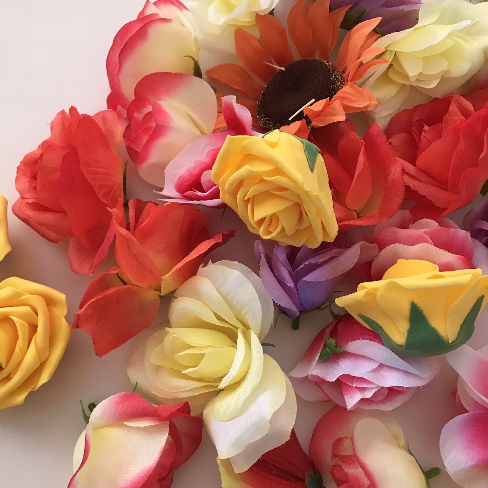 LOT 40 Faux Flowers CRAFT Deconstructed Flowers Fake Rose Foam Fabric Wreath