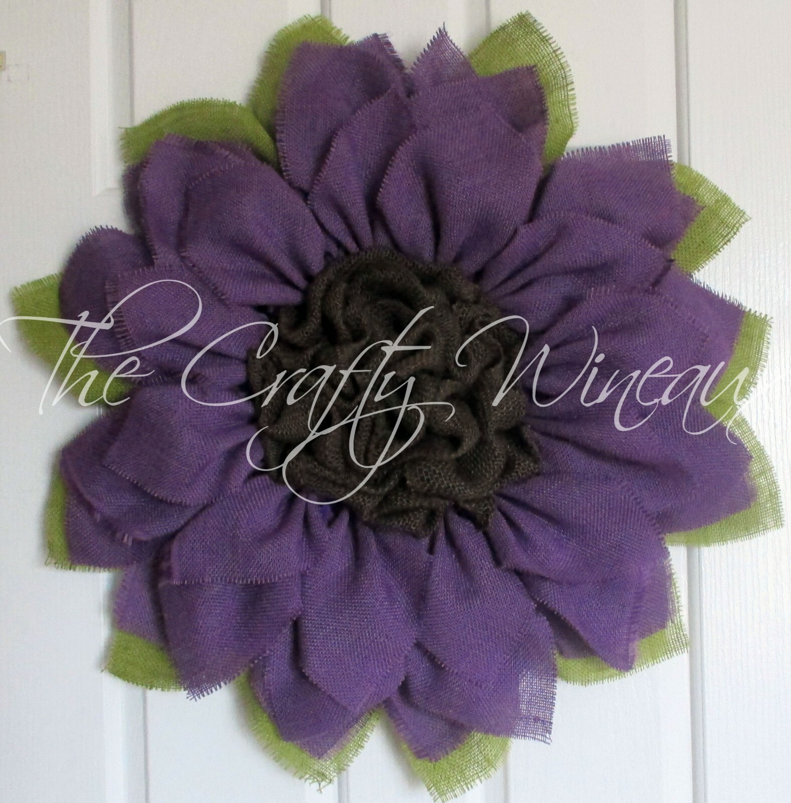 The Crafty Wineaux – Rich Purple Burlap Sunflower Wreath – Large 25″