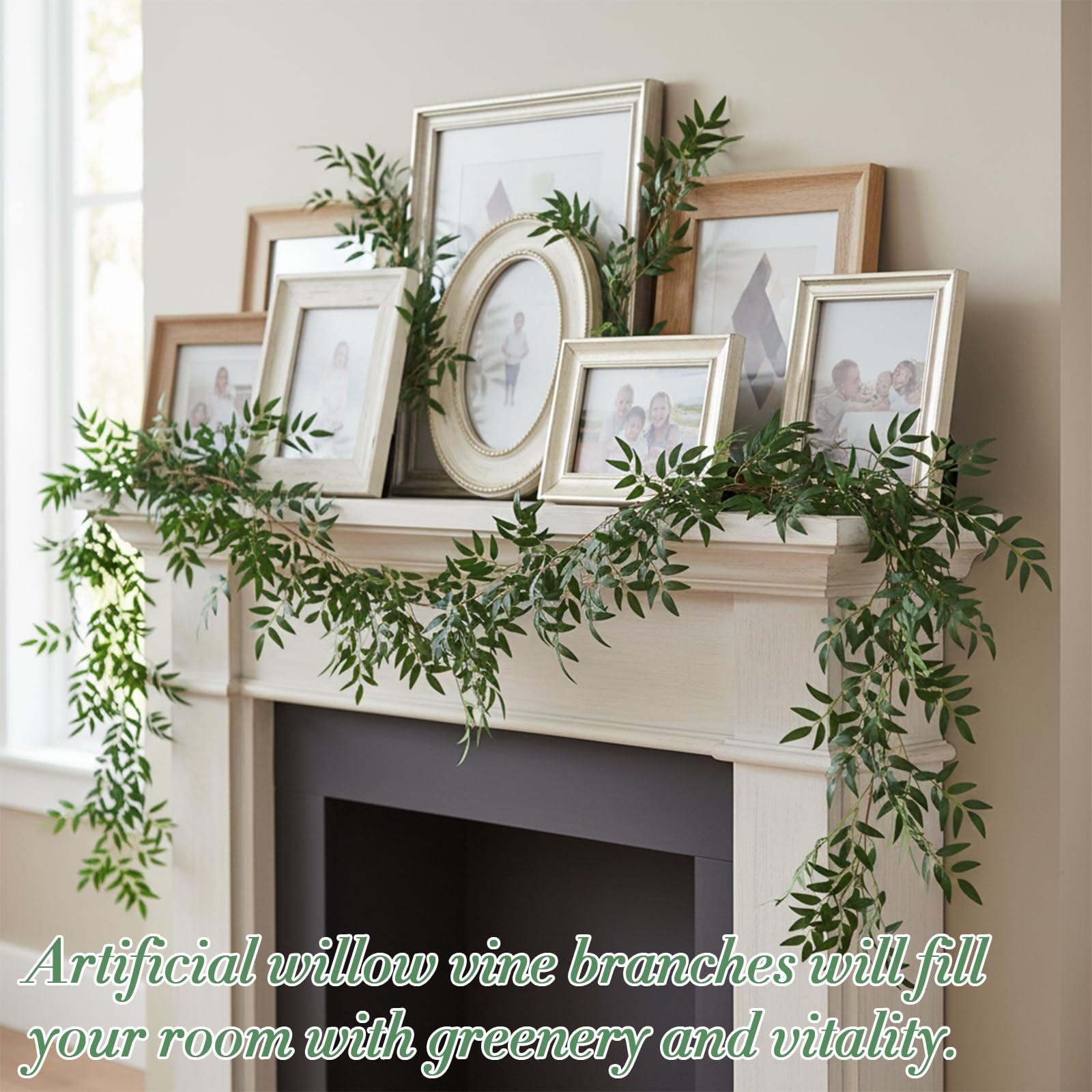 5 Pack 6 ft Artificial Willow Leaves Vine Garland, Hanging Leaves Vines Fake …