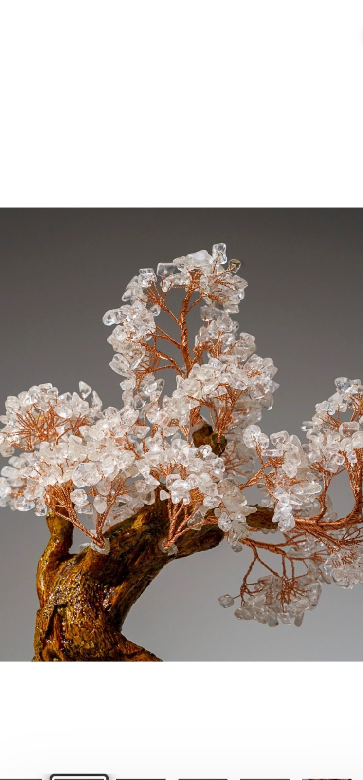 Genuine Quartz Gemstone Bonsai Tree in a Ceramic Pot (12” Tall)