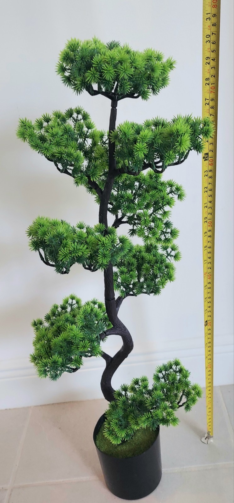 31″ Artificial Large Cedar Bonsai Pine Tree Black Pot Retail $197
