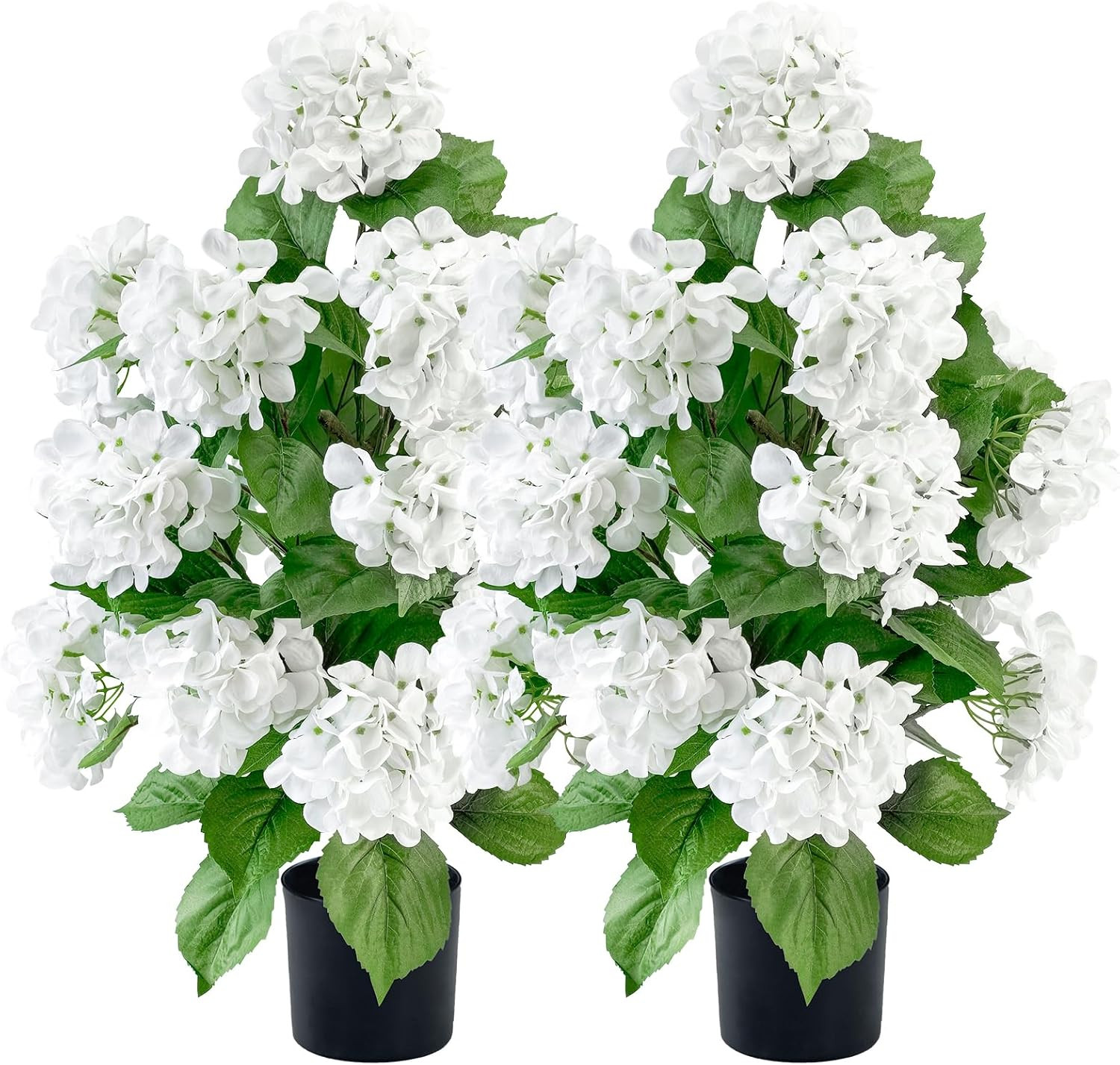 2 Pcs Artificial Hydrangea Tree 30″ Tall, Faux Silk Hydrangea Plant in Pot with
