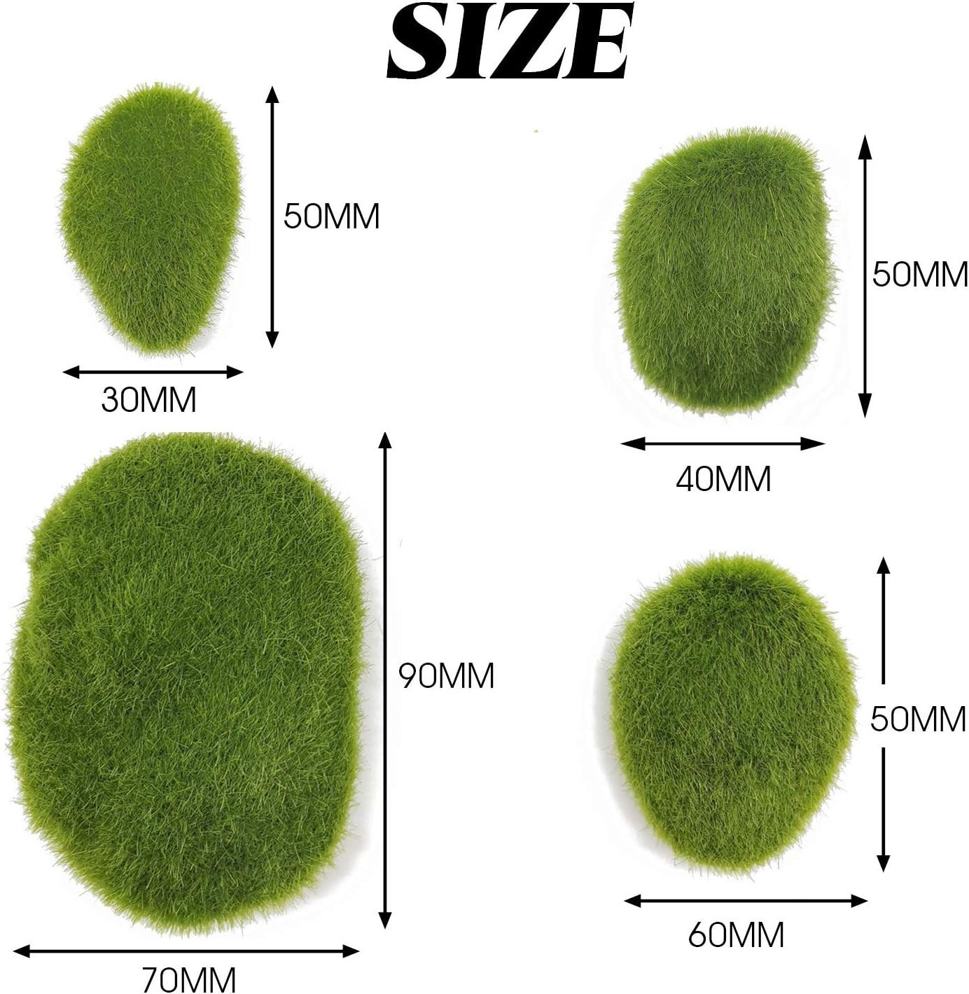40PCS Artificial Moss Rocks (4 Sizes), Green Moss Decor for Floral Arrangements,