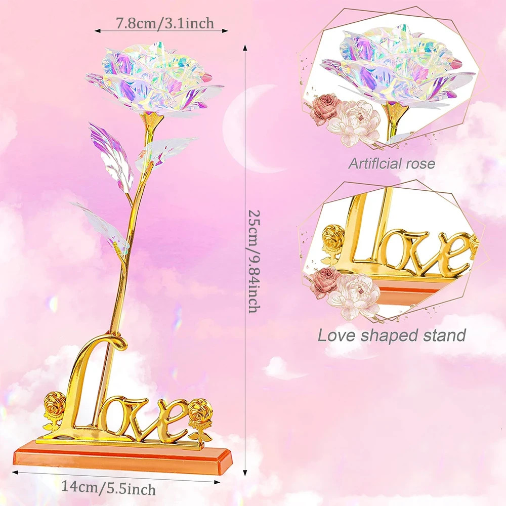 24k Luxury Gold Plated Foil Artificial Rose Flower Gift Valentines Day with Box
