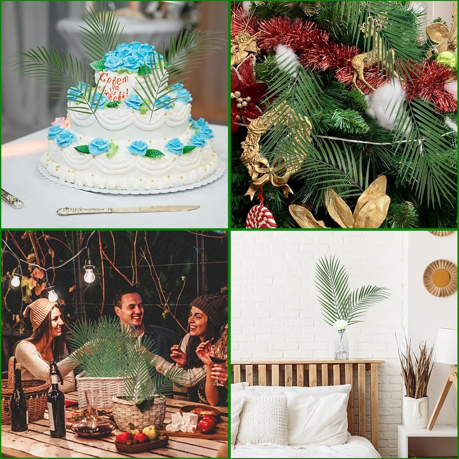CCINEE 16 PCS Artificial Palm Leaves, Faux Large Palm Fronds Fake Tropical Plant