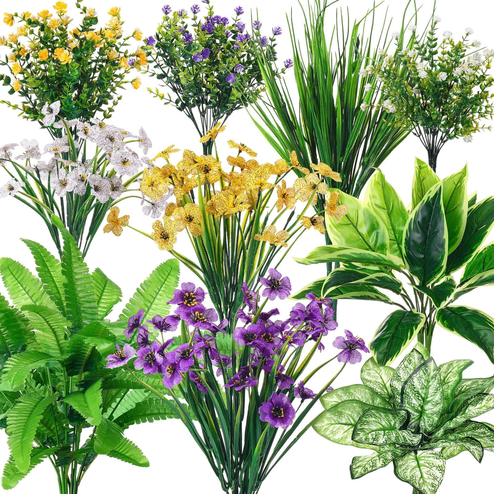 24 Pcs Artificial Flowers for Outdoor Window Box, Artificial Fake Plants Plas…