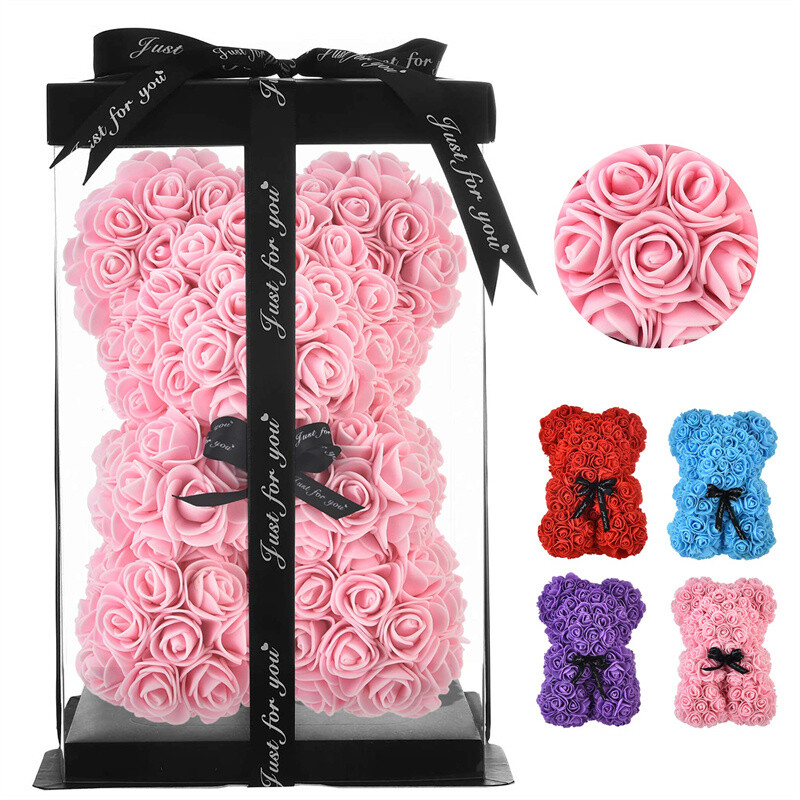 Valentine’s Day Gift Rose Bear Flower Rose Teddy Bear Foam Bear 25cm Valentines