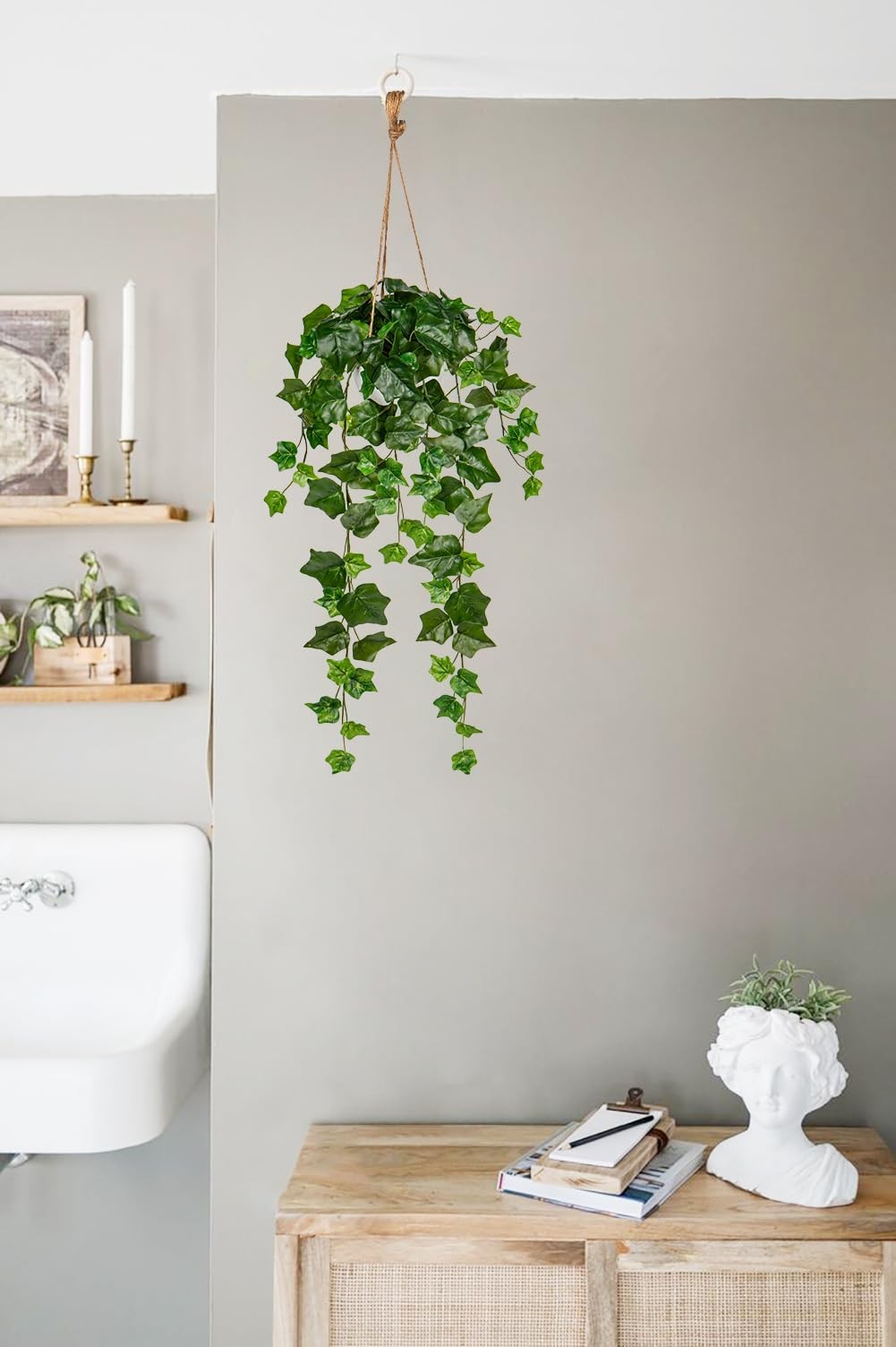 Fake Hanging Plant Greenery Real Touch Sage Ivy Vine Hanging Bush Plants Arti…
